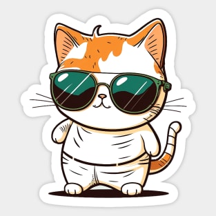 Cute ginger cat wearing sunglasses Sticker